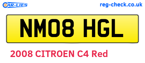 NM08HGL are the vehicle registration plates.