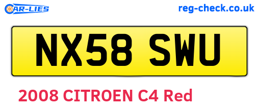 NX58SWU are the vehicle registration plates.