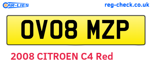 OV08MZP are the vehicle registration plates.