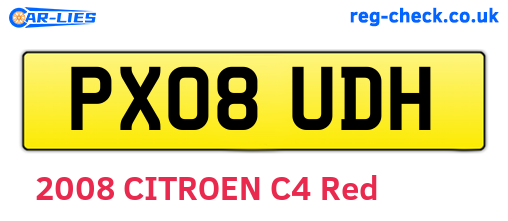 PX08UDH are the vehicle registration plates.