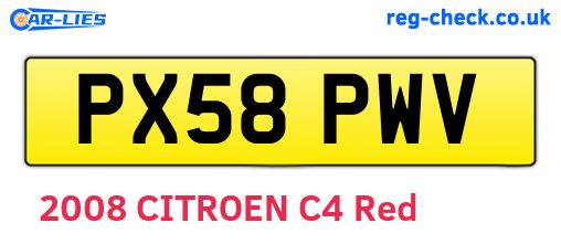 PX58PWV are the vehicle registration plates.