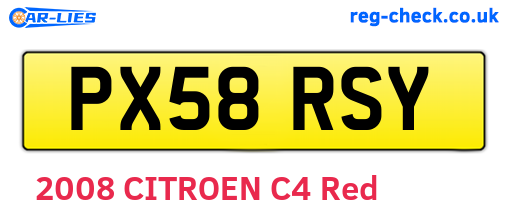 PX58RSY are the vehicle registration plates.