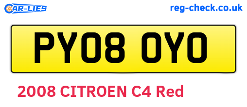 PY08OYO are the vehicle registration plates.