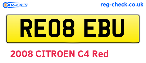 RE08EBU are the vehicle registration plates.