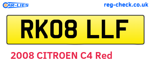 RK08LLF are the vehicle registration plates.