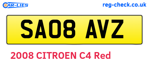 SA08AVZ are the vehicle registration plates.