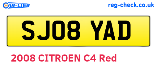 SJ08YAD are the vehicle registration plates.
