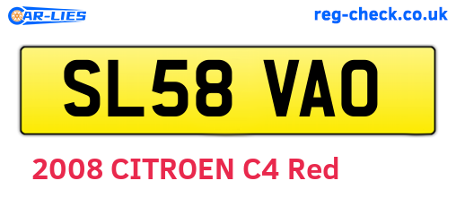 SL58VAO are the vehicle registration plates.
