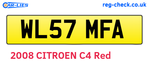 WL57MFA are the vehicle registration plates.