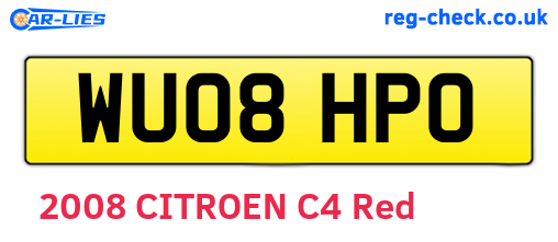 WU08HPO are the vehicle registration plates.