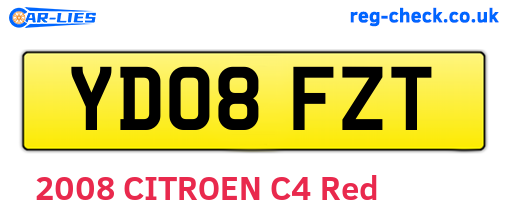 YD08FZT are the vehicle registration plates.