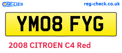 YM08FYG are the vehicle registration plates.