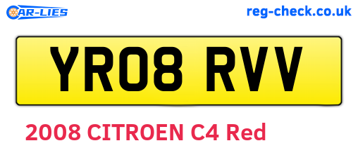 YR08RVV are the vehicle registration plates.