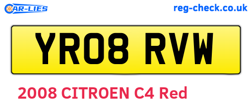 YR08RVW are the vehicle registration plates.
