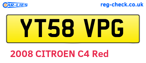 YT58VPG are the vehicle registration plates.