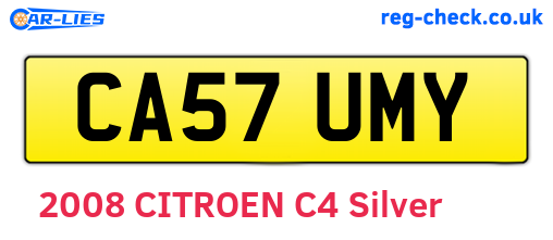 CA57UMY are the vehicle registration plates.