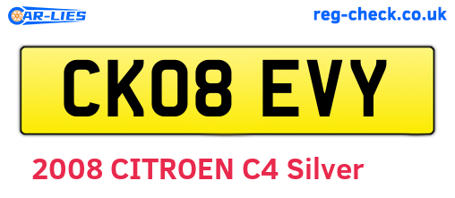 CK08EVY are the vehicle registration plates.