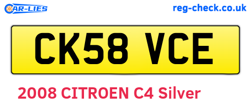CK58VCE are the vehicle registration plates.