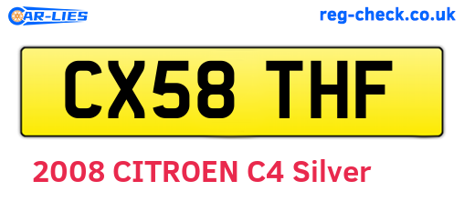 CX58THF are the vehicle registration plates.