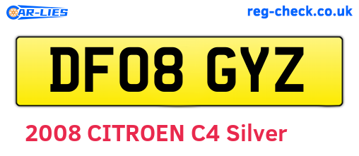 DF08GYZ are the vehicle registration plates.