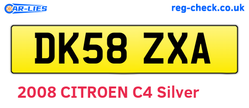 DK58ZXA are the vehicle registration plates.
