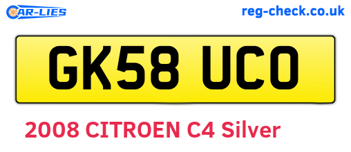 GK58UCO are the vehicle registration plates.