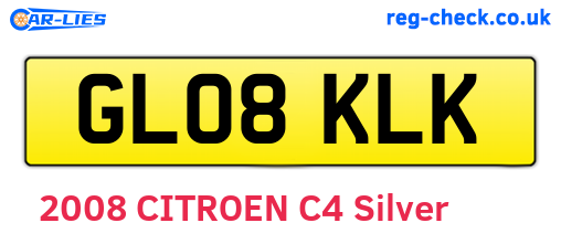 GL08KLK are the vehicle registration plates.