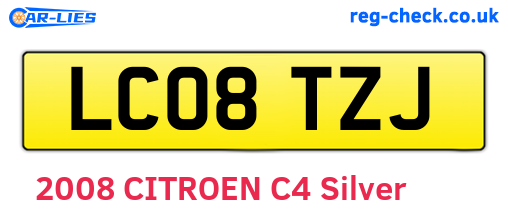 LC08TZJ are the vehicle registration plates.