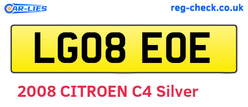 LG08EOE are the vehicle registration plates.