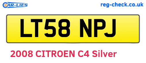 LT58NPJ are the vehicle registration plates.