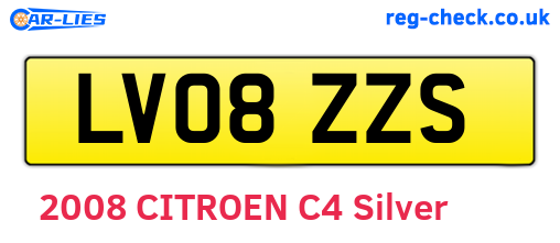 LV08ZZS are the vehicle registration plates.