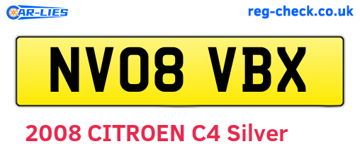 NV08VBX are the vehicle registration plates.