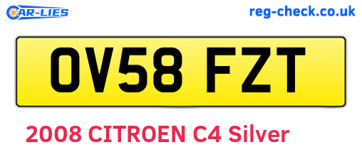 OV58FZT are the vehicle registration plates.