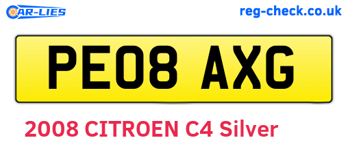 PE08AXG are the vehicle registration plates.