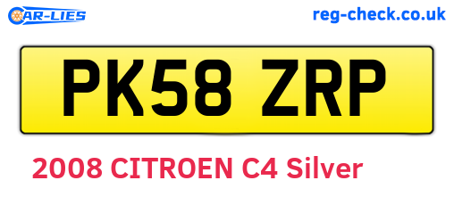 PK58ZRP are the vehicle registration plates.