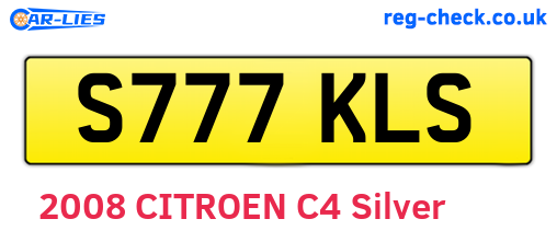 S777KLS are the vehicle registration plates.
