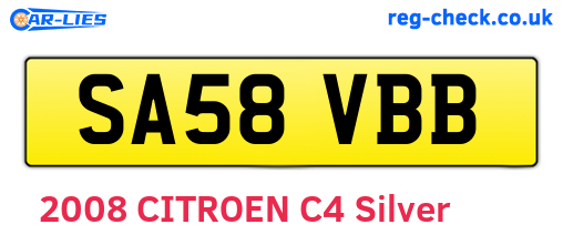 SA58VBB are the vehicle registration plates.