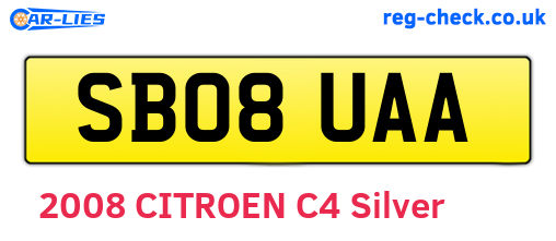 SB08UAA are the vehicle registration plates.