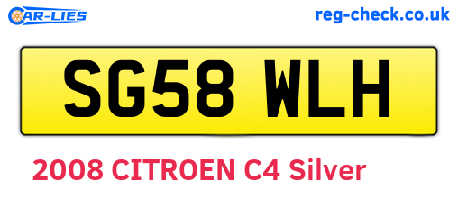 SG58WLH are the vehicle registration plates.