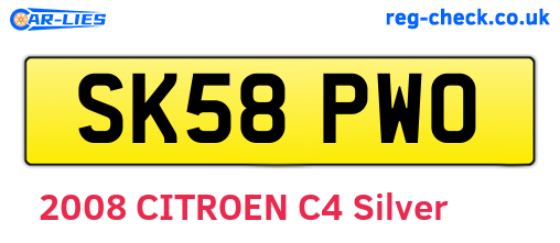 SK58PWO are the vehicle registration plates.