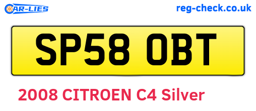 SP58OBT are the vehicle registration plates.