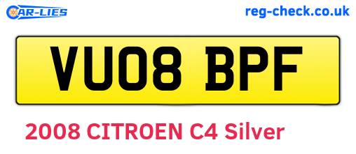 VU08BPF are the vehicle registration plates.