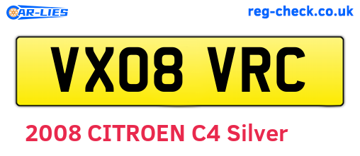 VX08VRC are the vehicle registration plates.