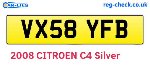 VX58YFB are the vehicle registration plates.