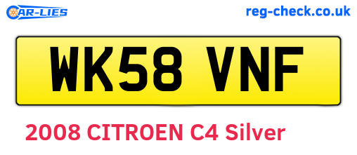 WK58VNF are the vehicle registration plates.