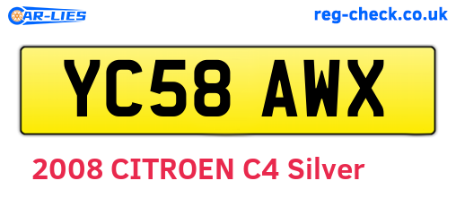 YC58AWX are the vehicle registration plates.