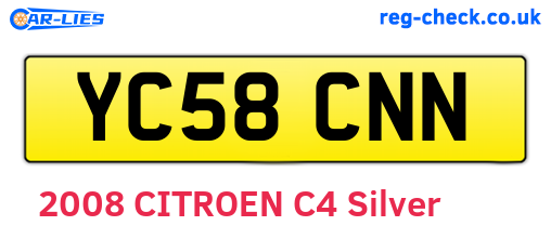 YC58CNN are the vehicle registration plates.