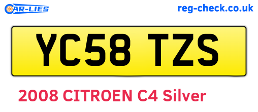 YC58TZS are the vehicle registration plates.