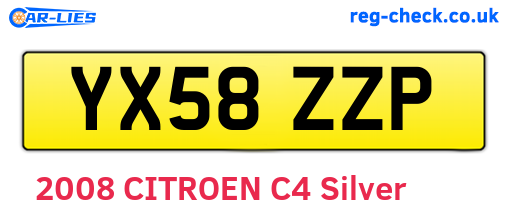 YX58ZZP are the vehicle registration plates.