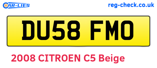 DU58FMO are the vehicle registration plates.